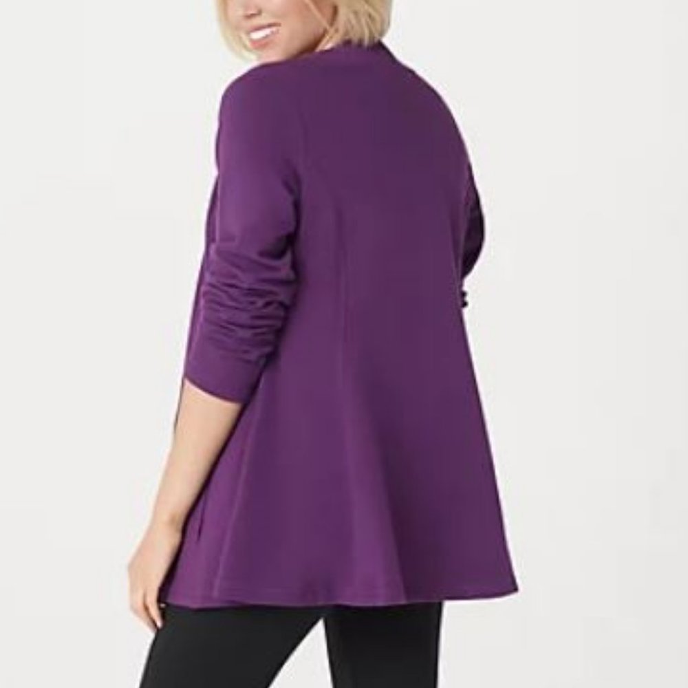Denim&Co French Terry Zip Front Fit & Flare Jacket - Picture 2 of 3